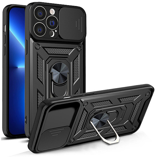 Hybrid Armor Camshield tok iPhone 13 Pro Max páncélozott tok fekete kameraburkolattal