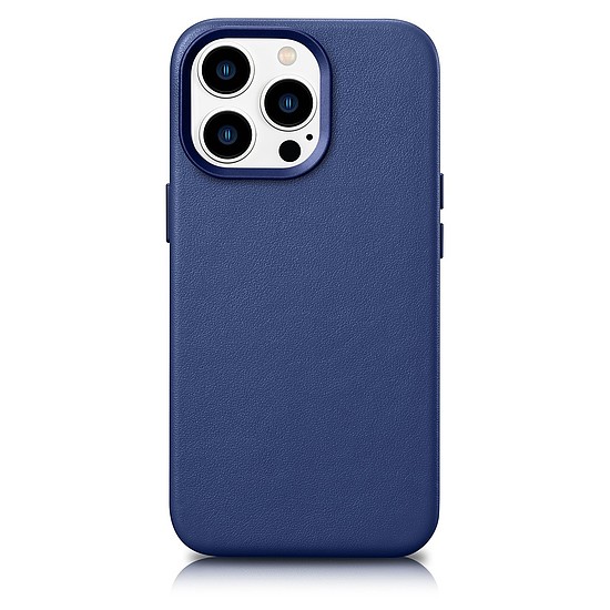 iCarer Case bőr borítás Valódi bőr tok iPhone 14 Pro Max készülékhez kék (WMI14220708-BU) (MagSafe kompatibilis)