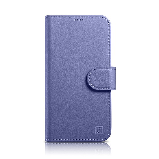 iCarer Wallet Case 2 az 1-ben borító iPhone 14 Plus RFID-ellenőrző bőr kihajtható tok világos lila (WMI14220727-LP)