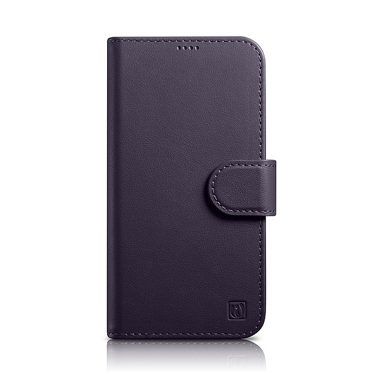 iCarer Wallet Case 2 az 1-ben borító iPhone 14 Pro Max Anti-RFID bőr kihajtható tok Sötétlila (WMI14220728-DP)