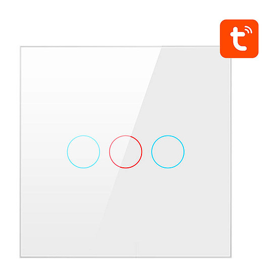 Intelligens fénykapcsoló ZigBee Avatto ZTS02-EU-W3 3 utas TUYA, fehér (ZTS02-EU-W3)
