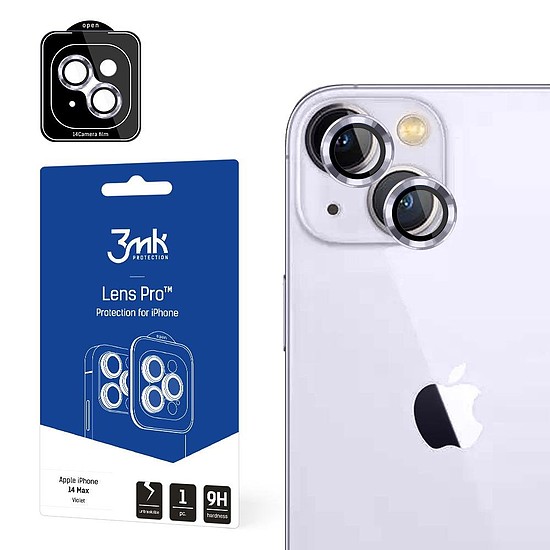 iPhone 14 Plus 9H kameraüveg 3mk Lens Protection Pro sorozatú lencséhez - lila