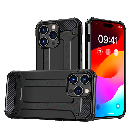 iPhone 15 Pro Max Hybrid Armor tok - fekete