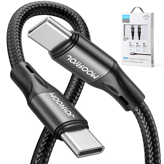 Joyroom gyorstöltés / adatkábel USB Type C - USB Type C PD 60W 2m fekete (S-2030N1-60)