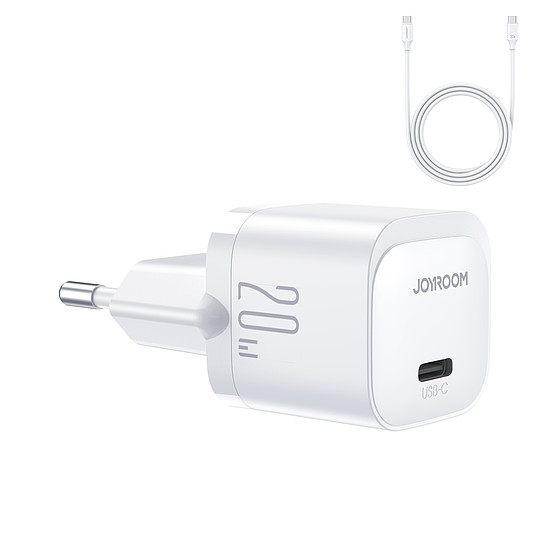 Joyroom JR-TCF02 USB-C PD 20W fali töltő + USB-C kábel - fehér