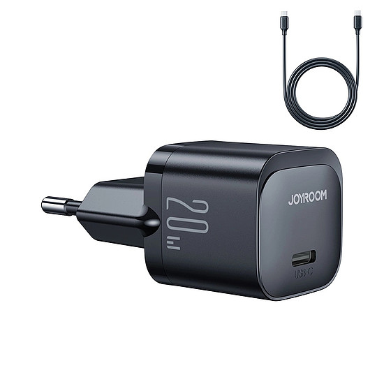 Joyroom JR-TCF02 USB-C PD 20W fali töltő + USB-C kábel - fekete