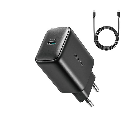 Joyroom JR-TCF23 hálózati töltő USB-C 25W SFC / PPS / PD - fekete + USB-C / USB-C kábel 1 m