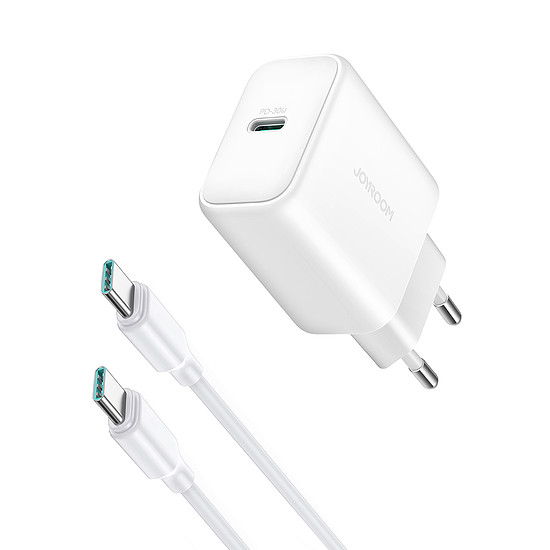 Joyroom JR-TCF24 USB-C PD 30W QC SFC hálózati töltő - fehér + 1 m USB-C kábel