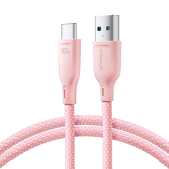 Joyroom Multi-Color Series SA34-AC6 USB-A / USB-C kábel 100 W gyors átvitel 1 m - rózsaszín