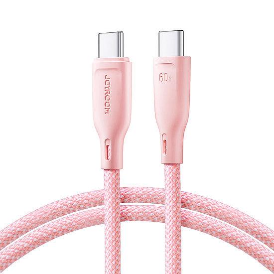 Joyroom Multi-Color Series SA34-CC3 USB-C / USB-C kábel 60 W gyors átvitel 1 m - rózsaszín