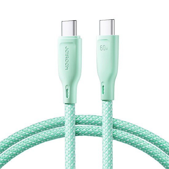 Joyroom Multi-Color Series SA34-CC3 USB-C / USB-C kábel 60 W gyors átvitel 1 m - zöld