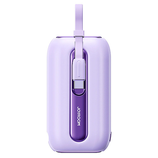 JoyRoom - Power Bank Colorful Series (JR-L013) - Lightning, Type-C, beépített 2 az 1-ben kábel, 12 W, 10000 mAh - Lila (KF2313456)