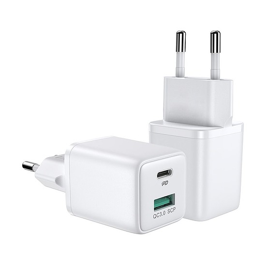 Joyroom töltő (EU csatlakozó) USB / USB Type C 30W Power Delivery QuickCharge 3.0 AFC FCP fehér (L-QP303)