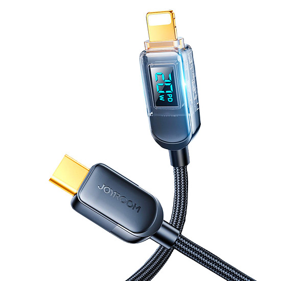 Joyroom USB C - Lightning 20 W-os kábel töltési teljesítmény kijelzővel, 1,2 m fekete (S-CL020A4)