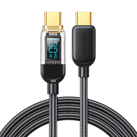 Joyroom USB C - USB C 100 W-os kábel a gyors töltéshez és adatátvitelhez 1,2 m fekete (S-CC100A4)