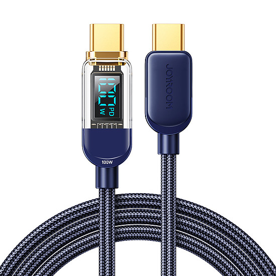 Joyroom USB C - USB C 100 W-os kábel a gyors töltéshez és adatátvitelhez 1,2 m kék (S-CC100A4)