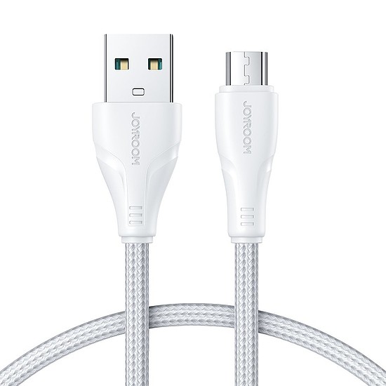 Joyroom USB kábel - micro USB 2.4A Surpass sorozat a gyors töltéshez és adatátvitelhez 0,25 m fehér (S-UM018A11)