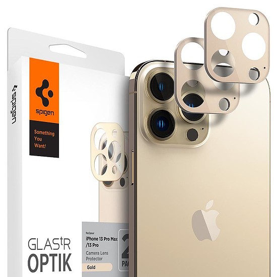 KAMERA BURKOLAT Spigen OPTIK.TR KAMERA VÉDŐ 2 CSOMAGOS IPHONE 13 PRO / 13 PRO MAX GOLD