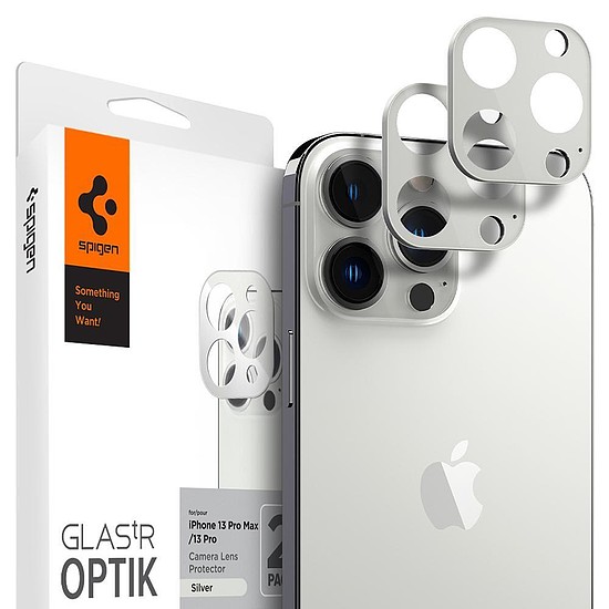 KAMERA BURKOLAT Spigen OPTIK.TR KAMERA VÉDŐ 2 CSOMAGOS IPHONE 13 PRO / 13 PRO MAX SILVER