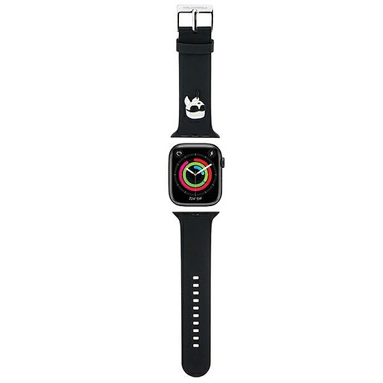 Karl Lagerfeld 3D gumi Karl fejszíj Apple Watchhoz 42/44/45/49mm - fekete