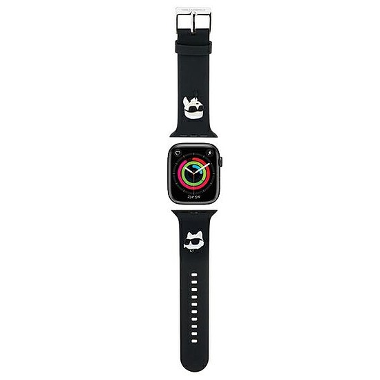 Karl Lagerfeld 3D gumi Karl&Choupette Heads szíj Apple Watchhoz 38/40/41mm - fekete