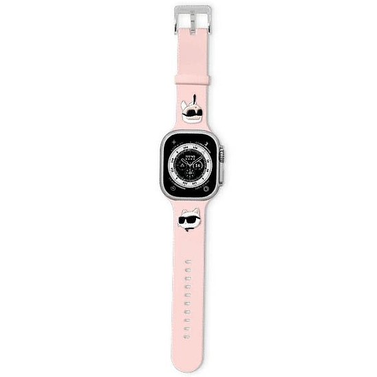 Karl Lagerfeld 3D gumi Karl&Choupette Heads szíj Apple Watchhoz 38/40/41mm - rózsaszín