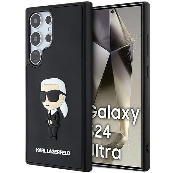 Karl Lagerfeld 3D gumis Ikonik tok Samsung Galaxy S24 Ultra készülékhez - fekete