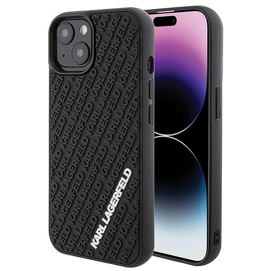 Karl Lagerfeld 3D Rubber Multi Logo tok iPhone 15-höz - fekete