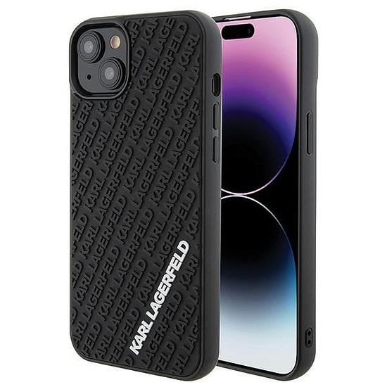 Karl Lagerfeld 3D Rubber Multi Logo tok iPhone 15 Plus-hoz - fekete