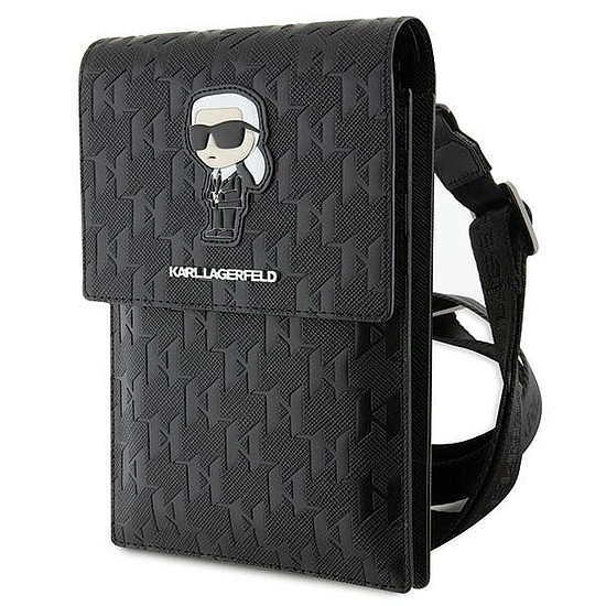 Karl Lagerfeld Case KLWBSAKHPKK kézitáska - fekete Saffiano Monogram Ikonik