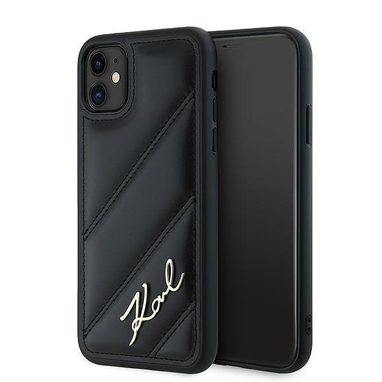 Karl Lagerfeld Diagonal Quilted Script tok iPhone 11 / Xr telefonhoz - fekete