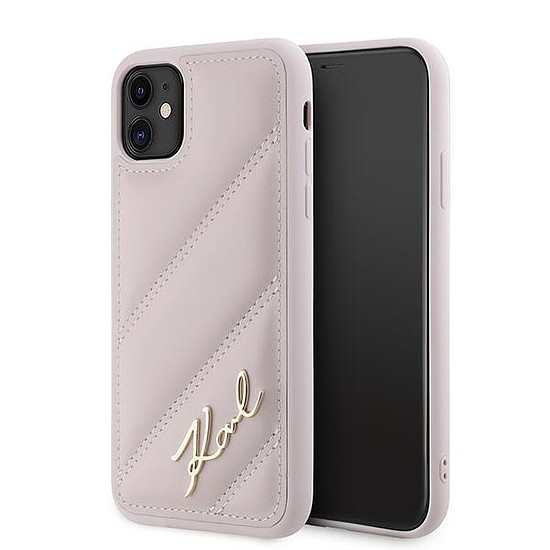 Karl Lagerfeld Diagonal Quilted Script tok iPhone 11 / Xr telefonhoz - rózsaszín