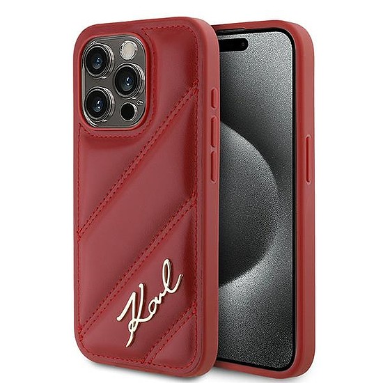 Karl Lagerfeld Diagonal Quilted Script tok iPhone 15 Pro telefonhoz - piros