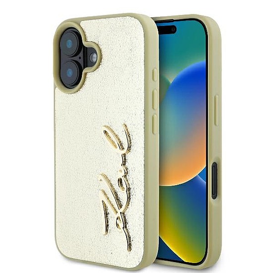 Karl Lagerfeld fém aláírású iPhone 16 tok - arany