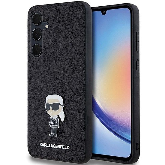 Karl Lagerfeld Fixed Glitter Ikonik Logo fém tűs tok Samsung Galaxy A35-höz - fekete