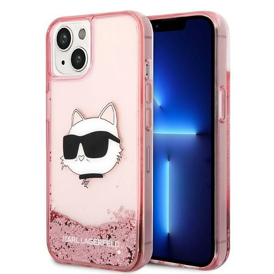 Karl Lagerfeld Glitter Choupette Head tok iPhone 14 Plus készülékhez - rózsaszín