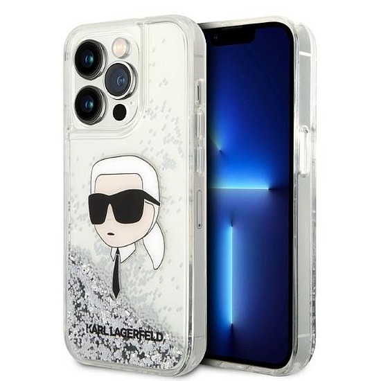 Karl Lagerfeld Glitter Karl´s Head tok iPhone 14 Pro Max készülékhez - ezüst