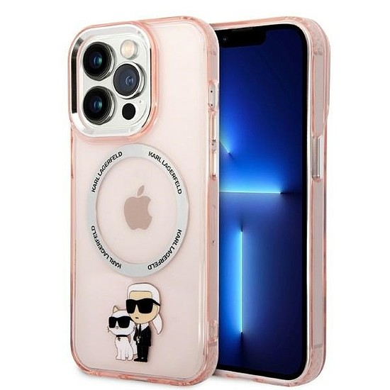 Karl Lagerfeld Iconic Karl&Choupette MagSafe tok iPhone 14 Pro-hoz - rózsaszín