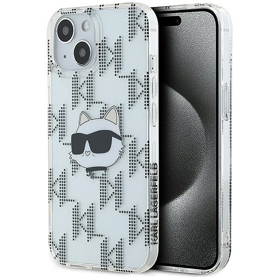 Karl Lagerfeld IML Choupette fej és monogram tok iPhone 15/14/13 telefonhoz - átlátszó