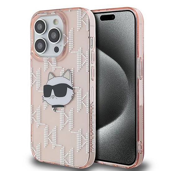 Karl Lagerfeld IML Choupette Head & Monogram tok iPhone 14 Pro Max készülékhez - rózsaszín