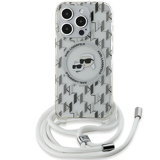 Karl Lagerfeld IML Crossbody Monogram Karl & Choupette Head MagSafe tok iPhone 15 Pro készülékhez - átlátszó