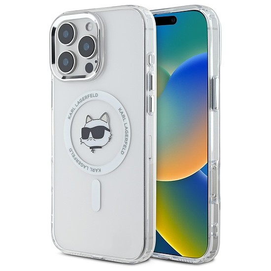 Karl Lagerfeld IML fém Choupette Head MagSafe tok iPhone 16 Pro Max készülékhez - fehér