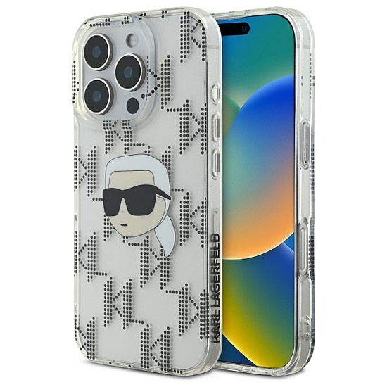 Karl Lagerfeld IML Karl Head galvanizált tok iPhone 16 Pro Max készülékhez - átlátszó