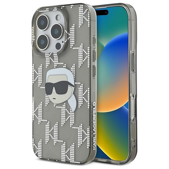 Karl Lagerfeld IML Karl Head galvanizált tok iPhone 16 Pro Max készülékhez - fekete