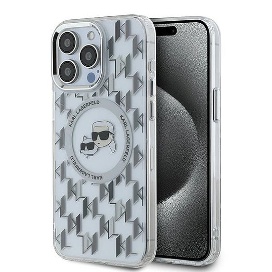 Karl Lagerfeld IML Monogram Karl & Choupette Head MagSafe iPhone 15 Pro tok - átlátszó