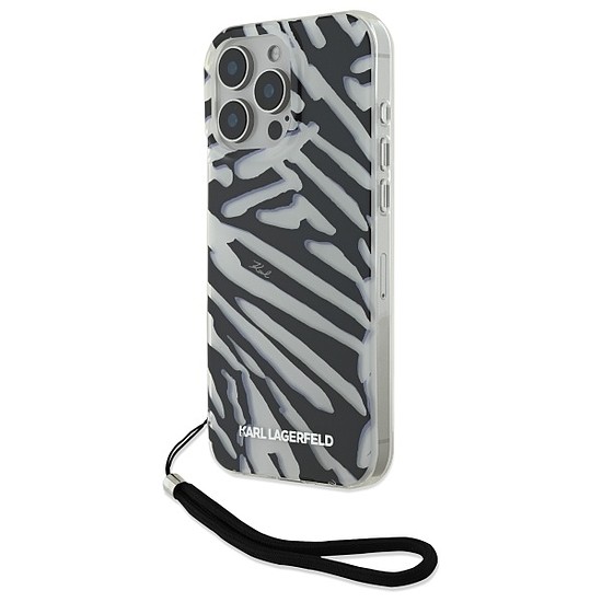 Karl Lagerfeld IML Zebra mintás és vezetékes iPhone 16 Pro Max tok - fekete