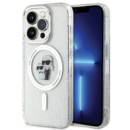 Karl Lagerfeld Karl&Choupette Glitter MagSafe tok iPhone 15 Pro-hoz - átlátszó