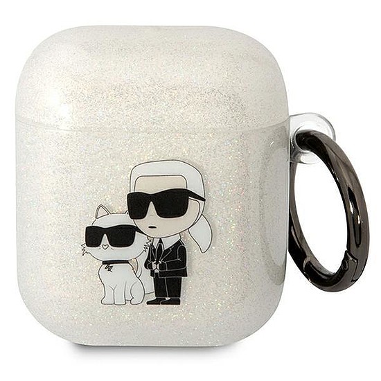 Karl Lagerfeld KLA2HNKCTGT Airpods 1/2 fedél átlátszó Gliter Karl&Choupette