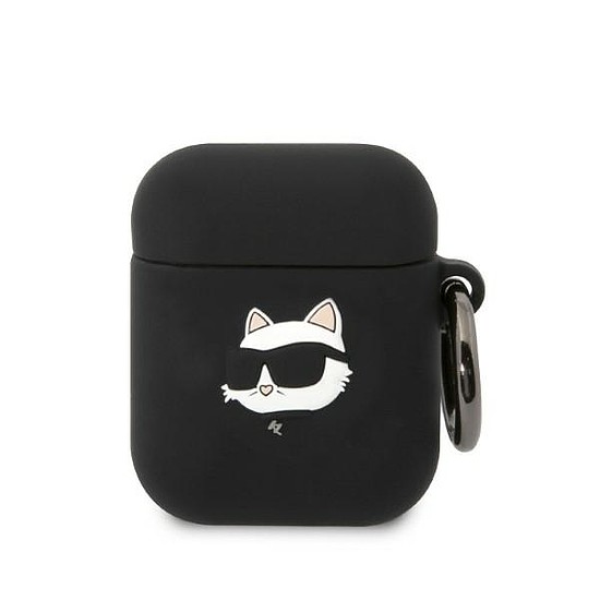 Karl Lagerfeld KLA2RUNCHK AirPods 1/2 fedél fekete/fekete szilikon Choupette Head 3D