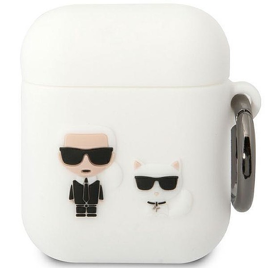 Karl Lagerfeld KLACA2SILKCW AirPods 1/2 fedél fehér/fehér szilikon Karl & Choupette